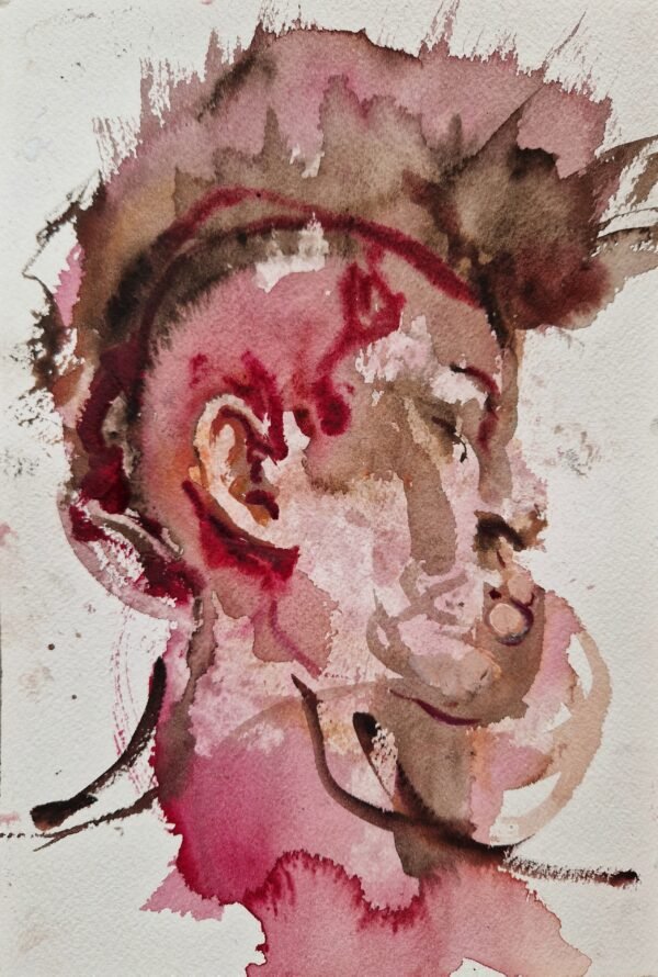 Watercolor Painting of a Man in Profile